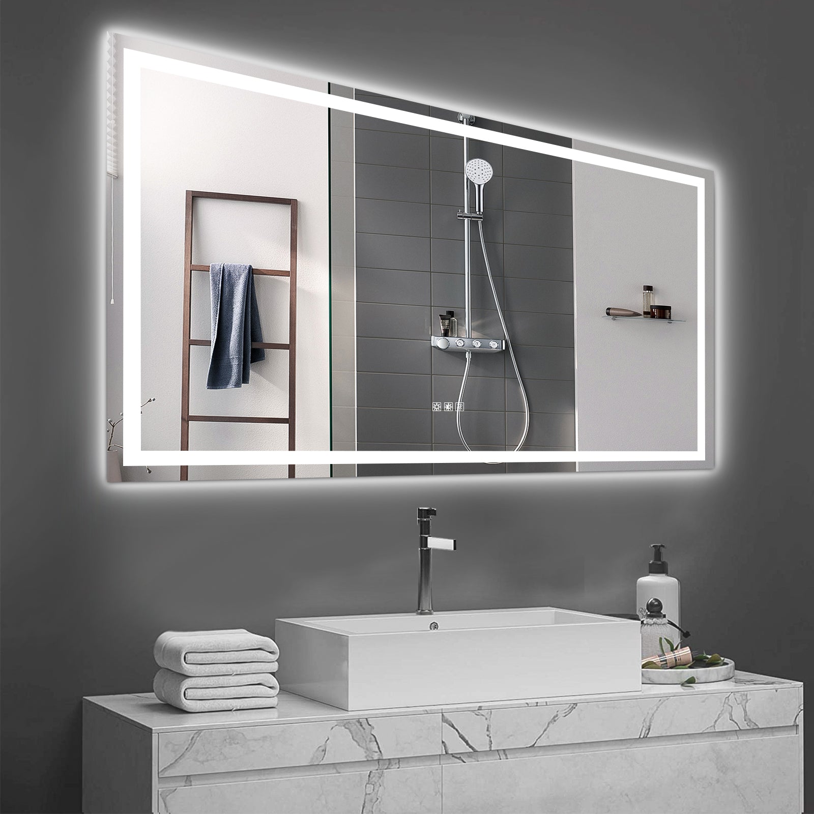 LED Bathroom Mirror 72x36 Inch with lights, anti-Fog & Dimming Led Bathroom Vanity Mirror